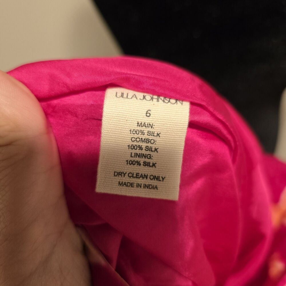 Ulla Johnson Lali Handmade 100% Silk Gown Dress Tigerlily Sz 6 One Shoulder Maxi - Picture 12 of 16